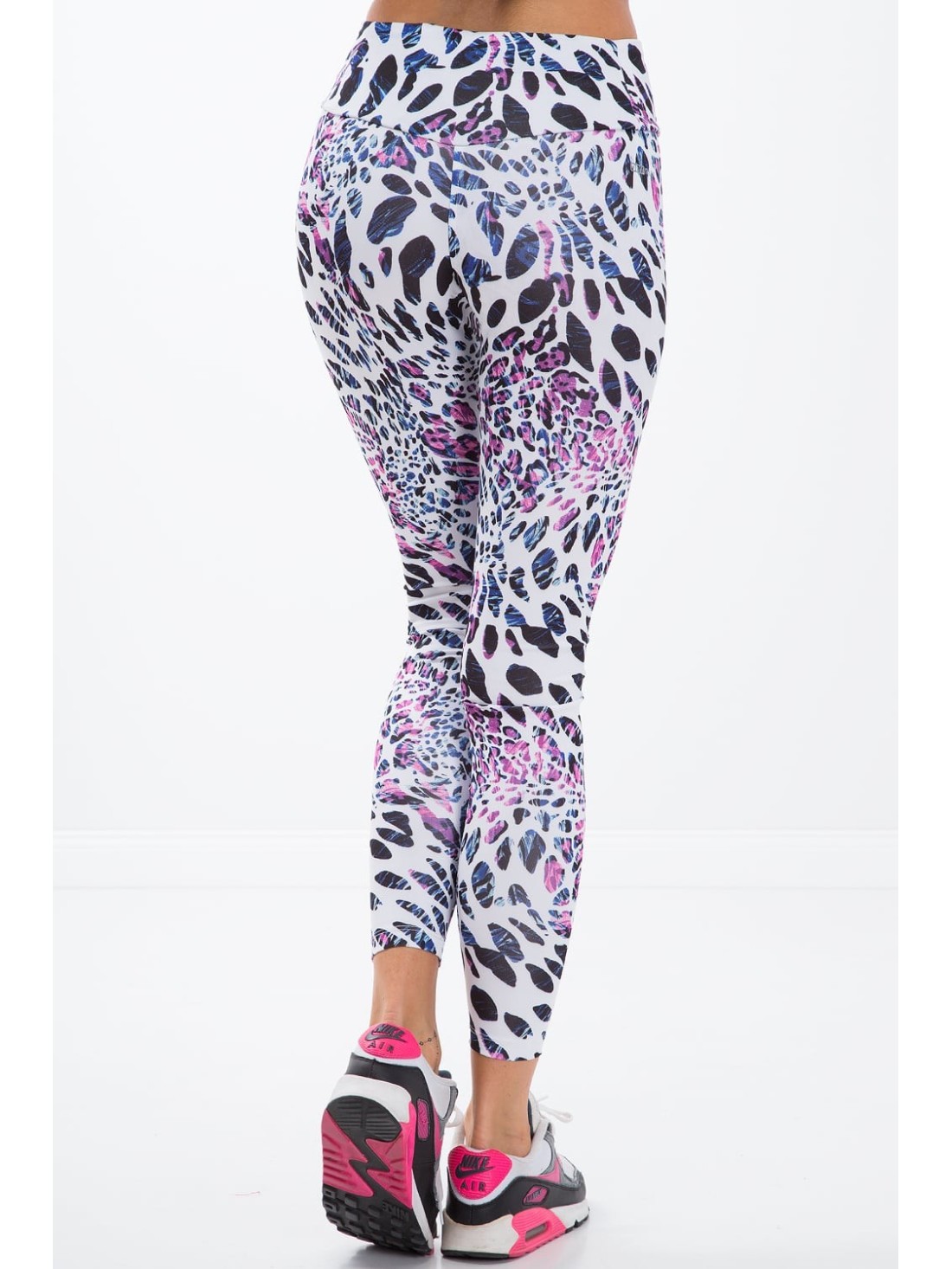 Jambiere sport alb cu imprimeu leopard H006 - Magazin online - Boutique